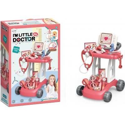 Mamido Dětský lékařský vozík s EKG růžový MT1351 – Zboží Mobilmania