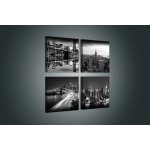 Postershop Obraz na plátně: Černobílý New York (2) - set 4ks 25x25cm – Zboží Mobilmania