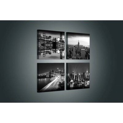 Postershop Obraz na plátně: Černobílý New York (2) - set 4ks 25x25cm – Zbozi.Blesk.cz