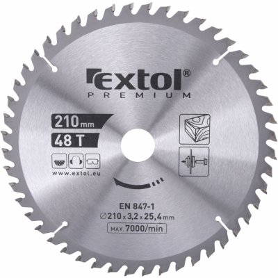 EXTOL PREMIUM Kotouč pilový s SK plátky, O 210x3,0x25,4mm, 48T (8803235) – Sleviste.cz