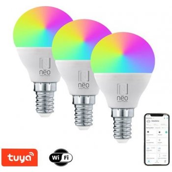 IMMAX NEO LITE SMART sada 3x žárovka LED E14 6W RGB+CCT barevná a bílá, stmívatelná, Wi-Fi, P45, TUYA