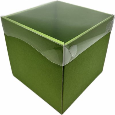 Papírová krabička s průhledným víkem 15x15x15 cm v zelené barvě – Zboží Mobilmania