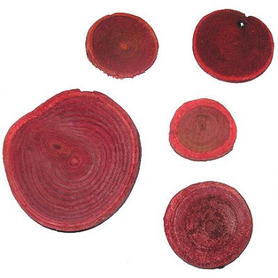 Dřevěné plátky kulaté 5ks - červené – Zboží Mobilmania