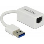 Delock Adaptér Super Speed USB (USB 3.1 Gen 1) s USB Typ-A samec > Gigabit LAN 10/100/1000 Mbps kompaktní bílá – Sleviste.cz