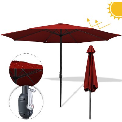 Wolketon 3m-3,5m slunečník Market Umbrella s ruční klikou UV40+ Venkovní slunečník Patio Garden Umbrella, červený, 3,5m – Zbozi.Blesk.cz