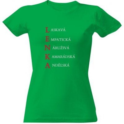 Tričko s potiskem Lenka Středně zelená – Zboží Mobilmania