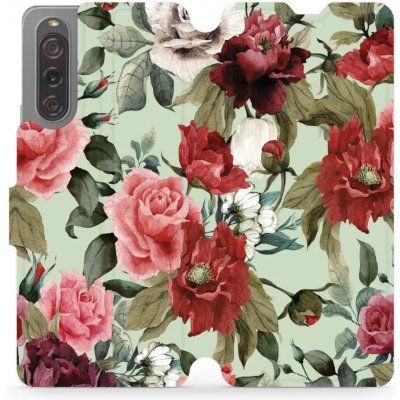 Mobiwear - Sony Xperia 10 V - MD06P Růže a květy na světle zelené – Zboží Živě