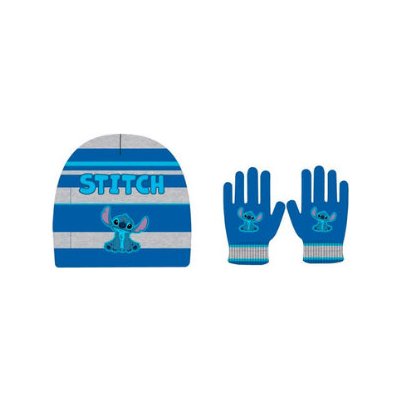 Lilo a Stitch zimní set Disney Stitch čepice a rukavice světle modrá