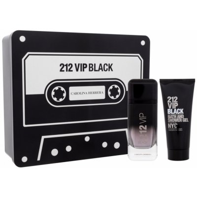 Carolina Herrera 212 VIP Man Black EDP 100 ml + sprchový gel 100 ml Hard box dárková sada – Zboží Mobilmania