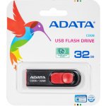 ADATA Capless Design C008 32GB / USB 2.0 / černo/červená, AC008-32G-RKD