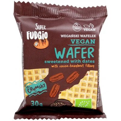 Super Fudgio Oplatky s kakaovo-lískooříškovým krémem slazené datlemi bio vegan 30 g – Zbozi.Blesk.cz