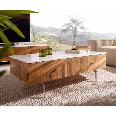 Delife Bahan 115x60 cm mango teak bílá mramor