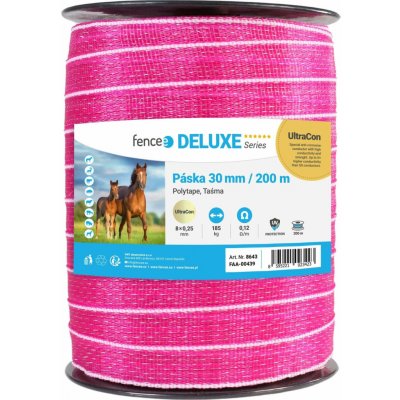 Páska pro elektrický ohradník, šířka 30 mm, růžovo-bílá, délka 200 m – Sleviste.cz