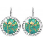JSB bijoux s.r.o. Stříbrné náušnice klapky s kulatým opálem a krystaly Swarovski Mix Green velké (Stříbro 925/1000) – Hledejceny.cz