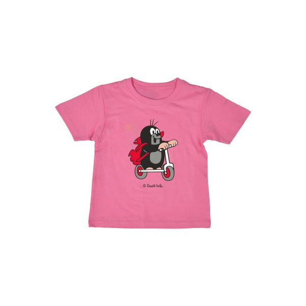 Dětské tričko Moravská Ústředna Triko Krtek koloběžka růžová