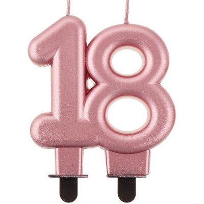 GoDan Svíčka metalická rosegold číslice 18 – Sleviste.cz