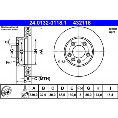 ATE Brzdový kotouč 24.0132-0118.1 – Zboží Mobilmania