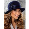 Klobouk Krumlovanka zimní dámský klobouk zdobený chmýřím W-0682/018 modrý