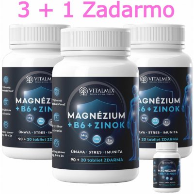 Vitalmix Magnézium+b6+zinok 90+20 tablet – Hledejceny.cz