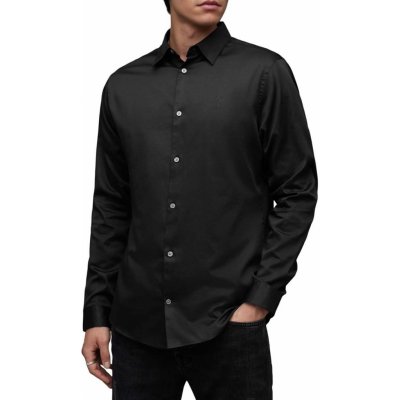 AllSaints Simmons pánská bavlněná košile slim s klasickým límcem MS248Z černá