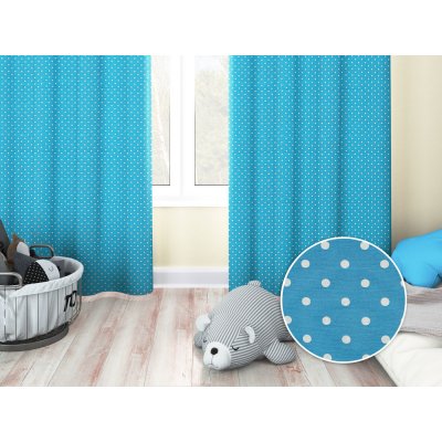Biante Dětský dekorační závěs Leona LN-021 Bílé puntíky na modrém 130x200 cm – Zboží Mobilmania