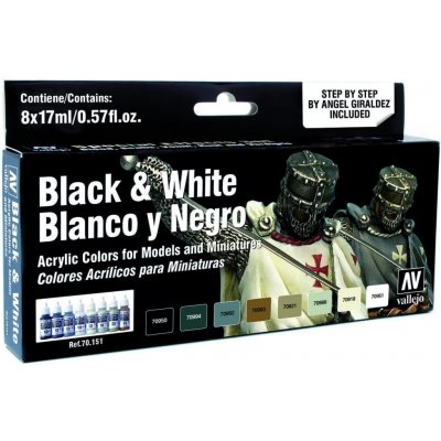 Vallejo Model Color Set 70151 Black and White by Angel Giraldez 8x17 ml – Zboží Živě