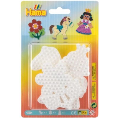 Hama Podložka na zažehlovací korálky - kytička,koník, princezna plast 3ks na kartě 12x18x3cm – Zboží Mobilmania