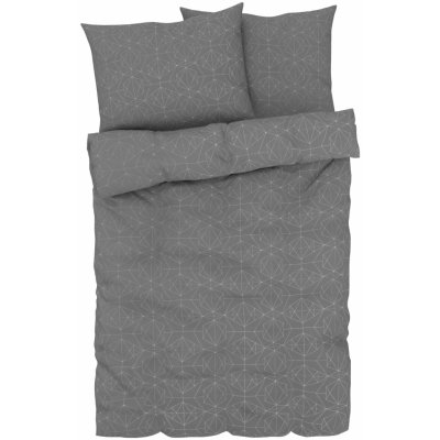 Livarno home povlečení z mikrovláknitého saténu grafika tmavě šedá 220x240 70x90 – Sleviste.cz