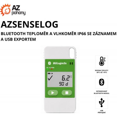 AZSENSELOG - Bluetooth teploměr a vlhkoměr IP66 se záznamem a USB exportem – Hledejceny.cz