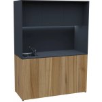 KUCH - CUBE PLUS 3 kuchyňka, vybavení - dřez + baterie, 2000x1480x600 mm, LED osvětlení, dvířka, ořech světlý/antracit – Sleviste.cz