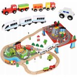 Kruzzel Dřevěná vláčkodráha na baterie VLÁČEK 88 dílů, 330 cm 9363 – Zboží Dáma