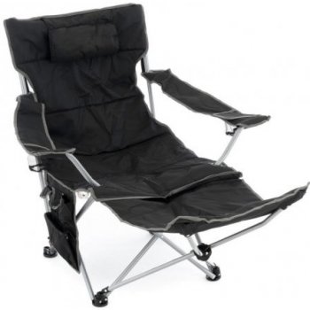 Divero D75907 kempingová židle s odnímatelnou podnožkou, černá