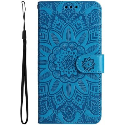 Pouzdro Embossing Pattern Slunečnice Apple iPhone 14 Pro Max modré – Zboží Mobilmania