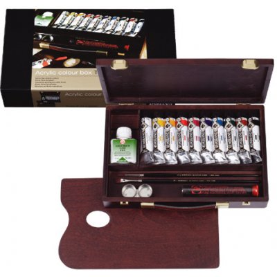 akrylové barvy Rembrandt Box Traditional / 10x40 ml + příslušenství – Sleviste.cz