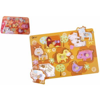 Teddies vkládačka/puzzle deskové obrysové farma dřevo 30x21cm ve fólii