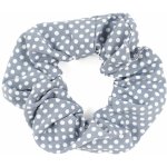 Látková gumička do vlasů s puntíkem Barva: modro-šedá – Zboží Dáma