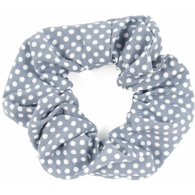 Látková gumička do vlasů s puntíkem Barva: modro-šedá – Zboží Dáma