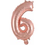Amscan Balónek foliový narozeniny číslo 6 růžovo zlaté 35 cm – Zboží Mobilmania