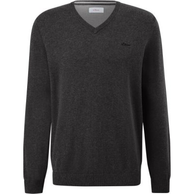 s.Oliver Rl Knitted Pullover V-neck Noos pánský svetr tmavě šedá – Zboží Dáma