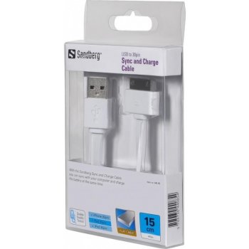 Sandberg 440-85 USB Apple 30pin, plochý, 15cm, bílý