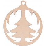 ČistéDřevo Dřevěná vánoční ozdoba baňka se stromečkem – Zboží Mobilmania