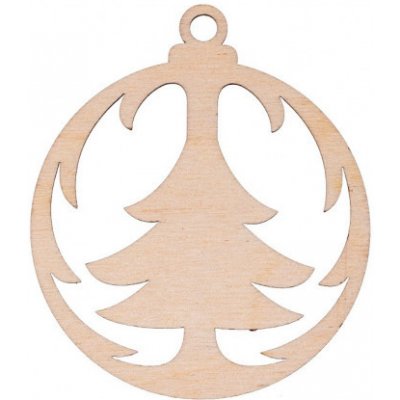 ČistéDřevo Dřevěná vánoční ozdoba baňka se stromečkem – Zboží Mobilmania