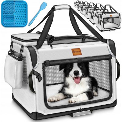 Tresko Přepravka pro psa šedá L 52 cm x 52 cm 70 cm – Zboží Mobilmania