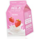 A'Pieu Strawberry Milk One Pack rozjasňující jednorázová bavlněná maska s výtažky mléka jahod a perel 21 g – Zbozi.Blesk.cz