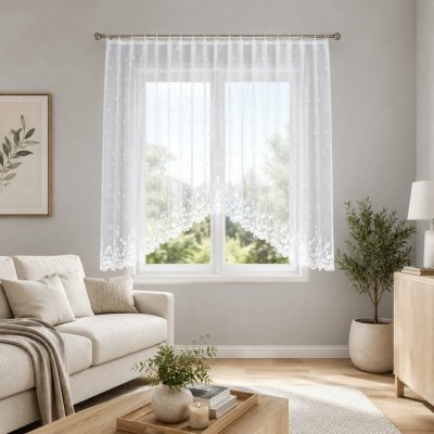 Dekorační oblouková krátká záclona na žabky STEFANIA 160 bílá 300x160 cm MyBestHome – Hledejceny.cz
