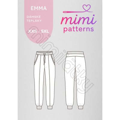 Dámský střih na tepláky Emma, komerční střih | MIMI patterns - Tištěný střih – Sleviste.cz