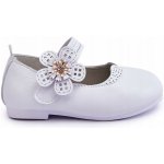 Dětské kožené balerínky s květinou bílé – Zboží Dáma