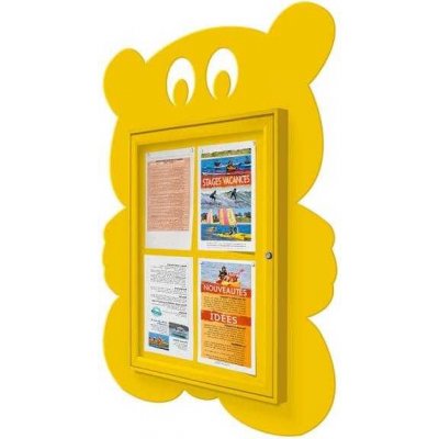 PROCITY Venkovní vitrína Medvídek 4 x A4, žlutá – Zboží Živě