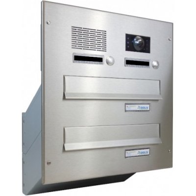 2x poštovní schránka D-042 k zazdění do sloupku + čelní deska s 2x zvonkem a kamerou ABB - NEREZ / šedá – Hledejceny.cz