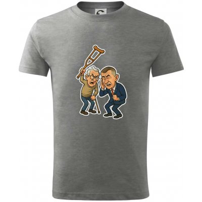 Babiš a berle tričko dětské bavlněné Tmavě šedý melír – Hledejceny.cz